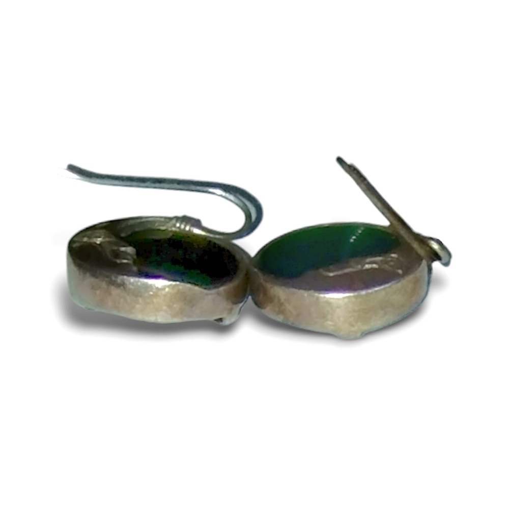 Vintage Sterling Silver Green Stone Moon Face Dangle Earrings - Picture 6 of 7